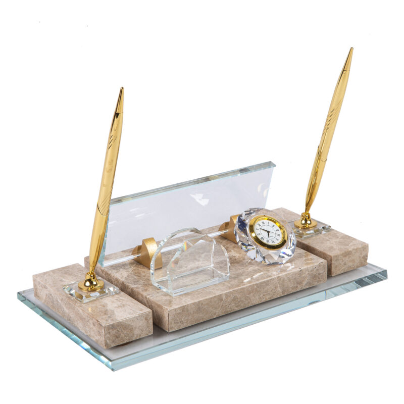 Efes Premium Kristal Detaylı Krem Mermer Set Masa İsimliği Arka