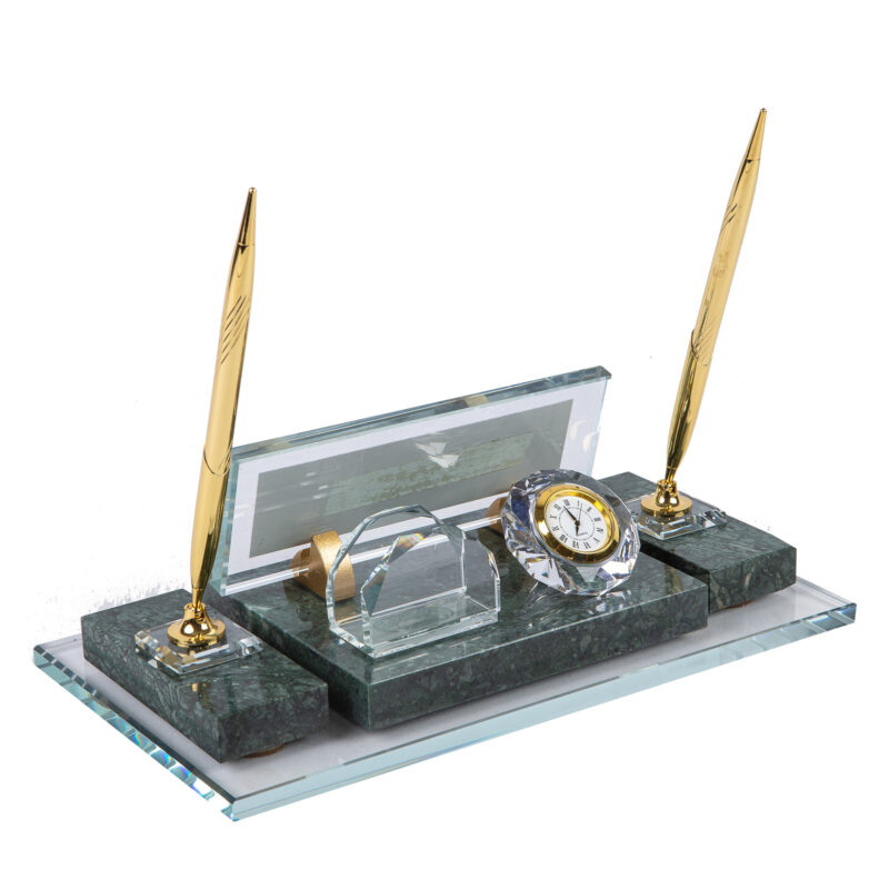 Efes Premium Kristal Detaylı Yeşil Mermer Set Masa İsimliği Arka